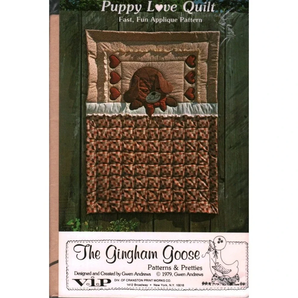Vintage 1979 The Gingham Goose Puppy Love Quilt Applique Pattern VIP GGP 011